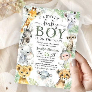 Jungle Safari Dieren Jongen Baby Borrel Tropisch Kaart