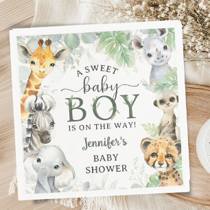 Jungle Safari Dieren Jongen Baby Borrel Tropisch Servet