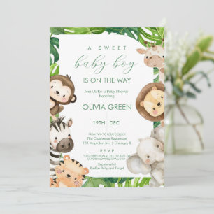 Jungle Safari Dieren Jongen Baby Shower  Kaart