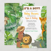 Jungle Safari Dieren Jongens Baby Shower Kaart (Voorkant / Achterkant)