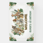 Jungle Safari Dieren Verjaardags Welkom Spandoek (Verticaal)