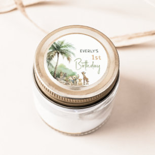 Jungle Safari Dieren Verjaardagsfeestje Favor Stic Ronde Sticker