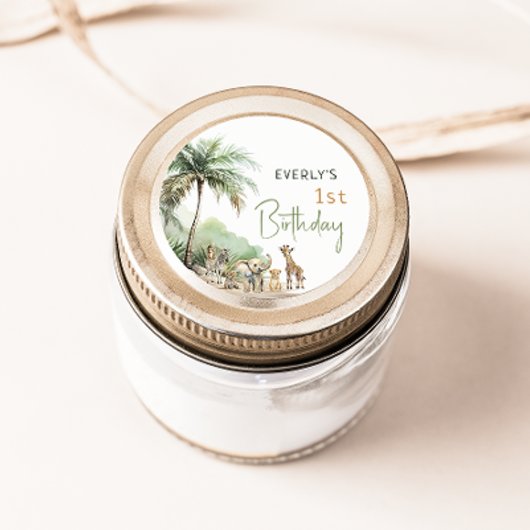 Jungle Safari Dieren Verjaardagsfeestje Favor Stic Ronde Sticker