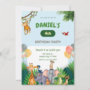 Jungle Safari Dieren Verjaardagsfeestje Kaart