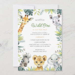 Jungle Safari Dieren Wilde Eén Baby Shower Kaart