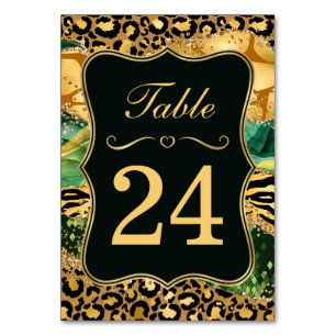 Jungle Safari Groen Glitter Bruiloft Tafelnummer