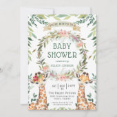 Jungle Safari Groene Giraffe Baby Shower Kaart (Voorkant)