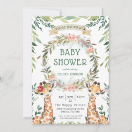 Jungle Safari Groene Giraffe Baby Shower Kaart