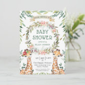 Jungle Safari Groene Giraffe Baby Shower Kaart (Staand voorkant)