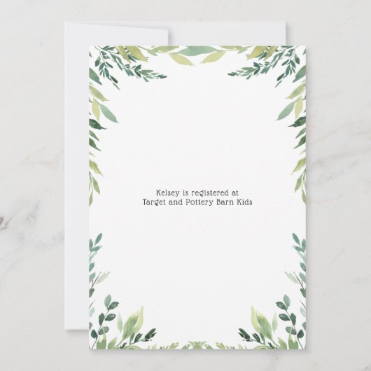 Jungle Safari Groene Giraffe Baby Shower Kaart (Achterkant)