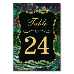 Jungle Safari Groene Glitter Bruidstafel Nummer Kaart