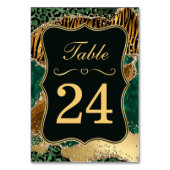 Jungle Safari Groene Glitter Bruiloft Tafelnummer (Achterkant)