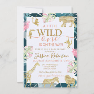 Jungle Safari Het Is Een Meisje Baby Shower  Kaart