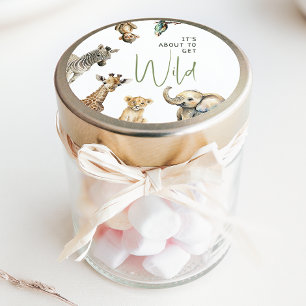Jungle Safari Het wordt wild Baby Shower Ronde Sticker