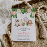 Jungle Safari It's A Girl Baby Shower Invitations Kaart<br><div class="desc">Announce to your friends and family you are having a Girl! A Jungle It's A Girl Baby Shower Invitations designed with watercolor cute baby jungle animals. Matching items in our store Cava Party Designs.</div>