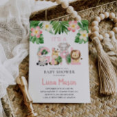 Jungle Safari It's A Girl Baby Shower Invitations Kaart