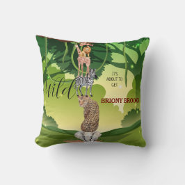 Jungle Safari "It's About To Get Wild" Baby Shower Kussen