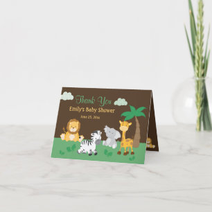 Jungle Safari Jongen Baby Shower Bedankkaart