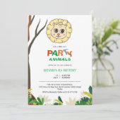 Jungle Safari Leeuw Thema Kinderen Verjaardagsfees Kaart (Staand voorkant)