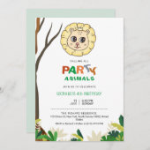 Jungle Safari Leeuw Thema Kinderen Verjaardagsfees Kaart (Voorkant / Achterkant)