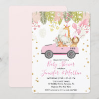 Jungle Safari Meisje Baby Shower Uitnodiging