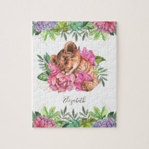 Jungle Safari Schattig Bloem Leeuwenwelp Kinderen Legpuzzel