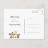 Jungle Safari Tropisch Bloemstuk Baby Shower Uitnodiging Briefkaart (Achterkant)