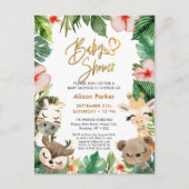 Jungle Safari Tropisch Bloemstuk Baby Shower Uitnodiging Briefkaart (Voorkant)
