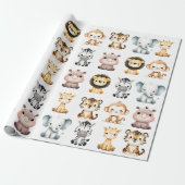 Jungle Safari Verjaardags Inpakpapier (Uitgerold)