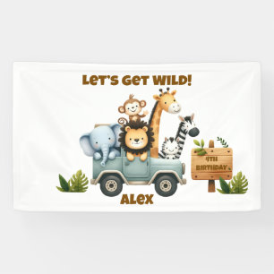 Jungle Safari Verjaardagsbanner Bewerkbaar Partyb Spandoek