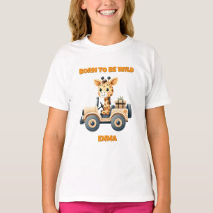 Jungle Safari Verjaardagsmeisje T-Shirt  Bewerkbar