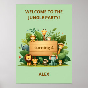 Jungle Safari Verjaardagsposter Aangepast Welkomst Poster