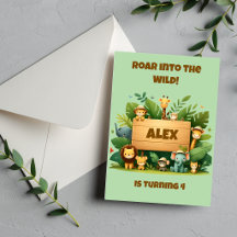 Jungle Safari Verjaardagsuitnodiging | Wilde Diere