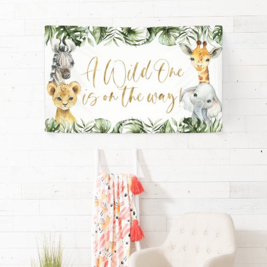 Jungle Safari Wild One 1e Verjaardag Backdrop Spandoek (Insitu)