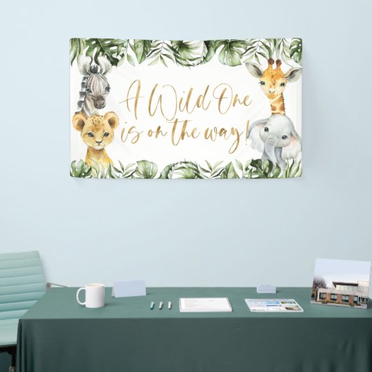 Jungle Safari Wild One 1e Verjaardag Backdrop Spandoek (Beurs)