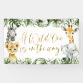 Jungle Safari Wild One 1e Verjaardag Backdrop Spandoek (Horizontaal)