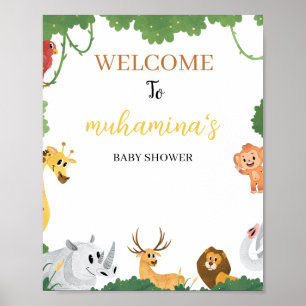 Jungle Safari Wild One Baby Shower Welkom Poster