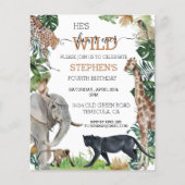 Jungle Safari Wild Vier  Verjaardag Zwarte Panter (Voorkant)