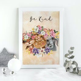 Jungle Safari wildone baby shower waterverf  Goud Poster