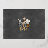 Jungle Schoolbord Twee Wilde Foto Echt Goud Folie Uitnodiging (Achterkant)