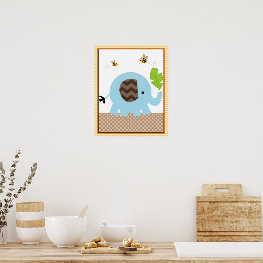 Jungle Stack Olifant Baby Nursery Kunst Poster (Keuken)