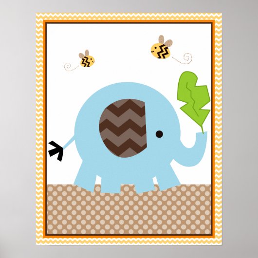 Jungle Stack Olifant Baby Slaapkamer Kunst Poster (Voorkant)