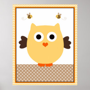 Jungle Stack Uil Baby Nursery Kunst Poster