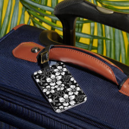 JUNGLE SURF PATROON IN ZWART BAGAGELABEL