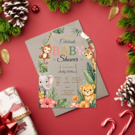 Jungle Thema Baby Borrel Acryl Uitnodigingen