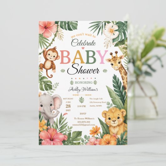 Jungle Thema Baby Shower Kaart (Staand voorkant)