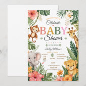 Jungle Thema Baby Shower Kaart (Voorkant / Achterkant)
