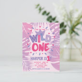 Jungle Thema Eerste Verjaardag Meisje Wild One Briefkaart (Staand voorkant)
