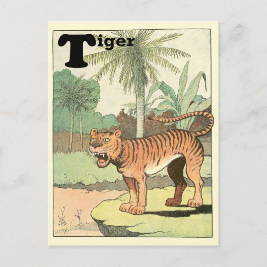 Jungle Tijger Dieren Alfabet Briefkaart (Voorkant)