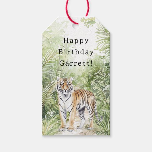 Jungle Tijger Verjaardag Cadeaulabel (Voorkant)